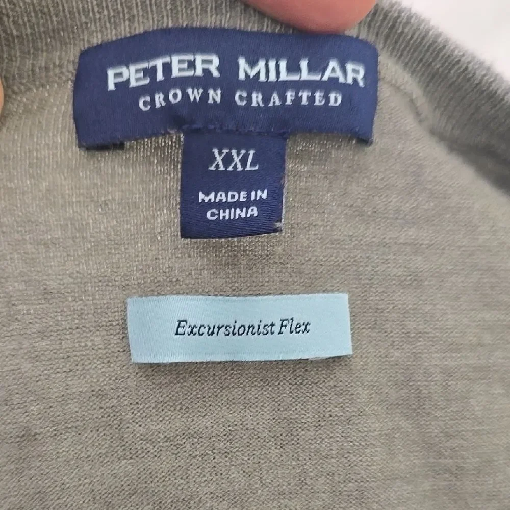 Peter Millar Wool, Green Crewneck Sweater,‎  Relaxed Fit XXL